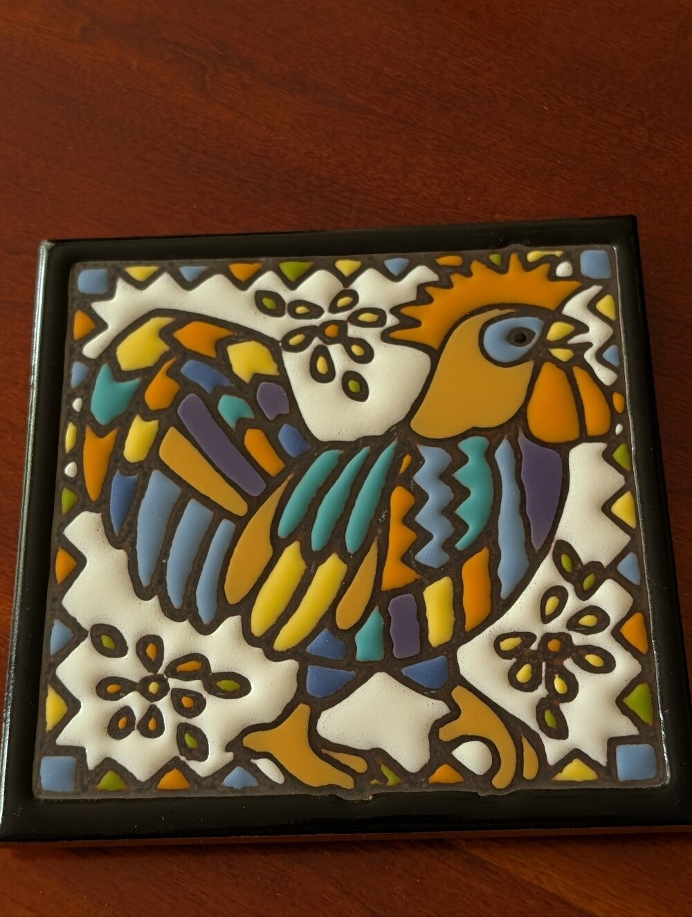 Earthtones Ceramic "Rooster"Tile Trivet 2006